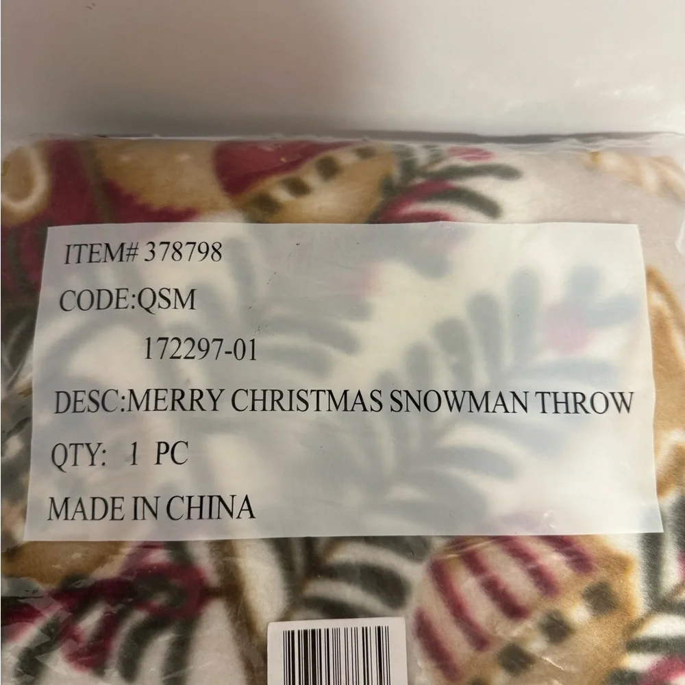 Merry Christmas Snowman Throw Blanket Fleece NWOT